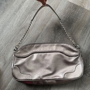 Metallic Silver Shoulder Bag with Chain Strap
